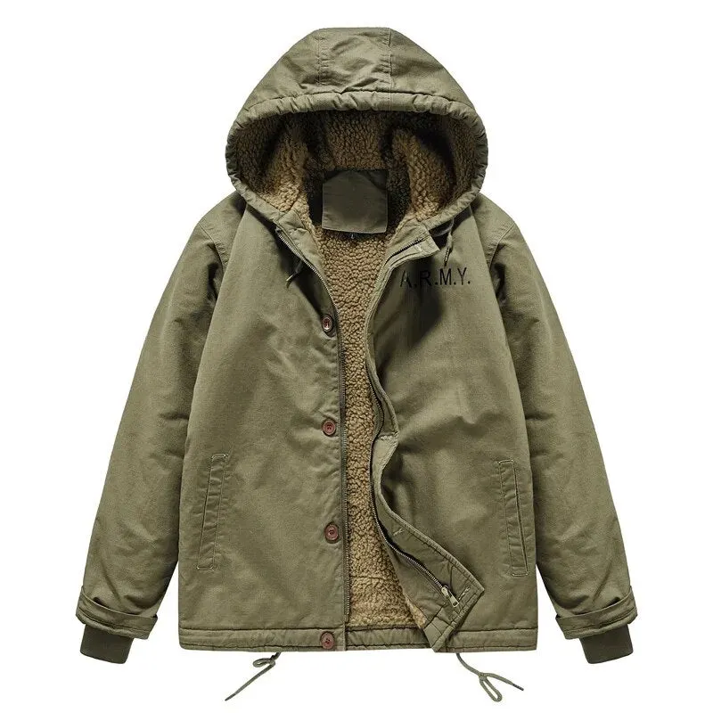 Maxct &Men's Fleece & Cashmere Lined ARMY Bomber Jacket