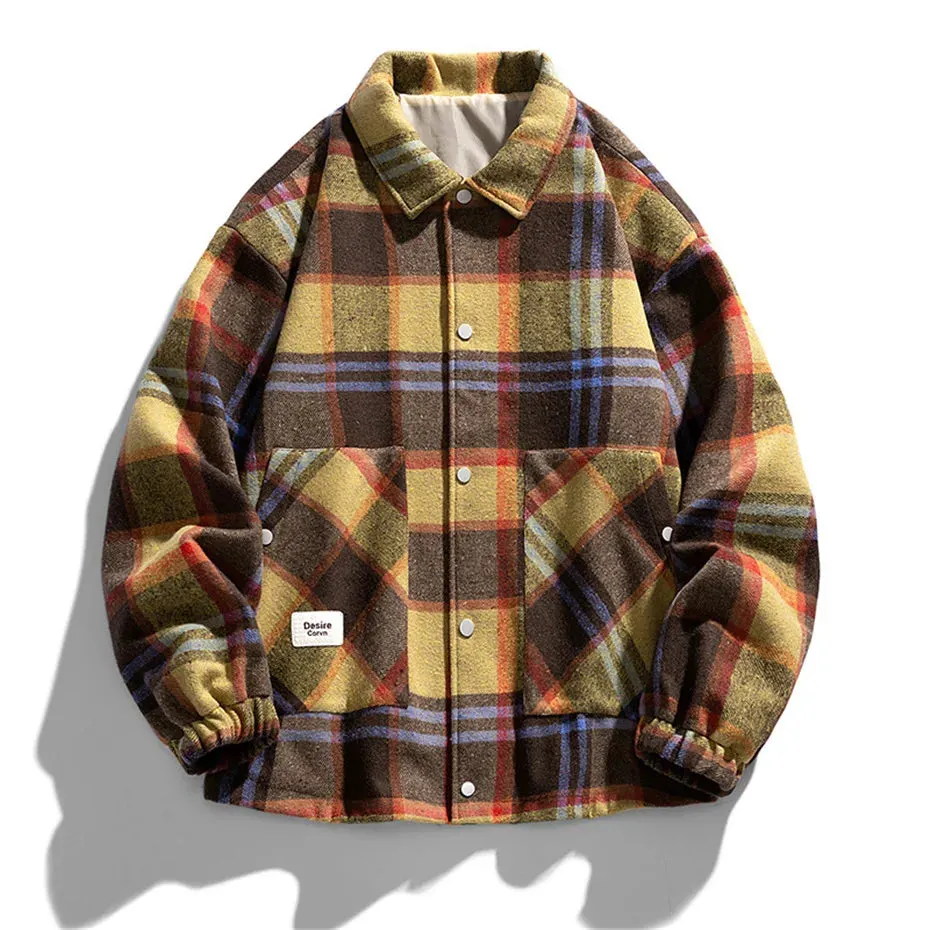Maxct &AFLCZYU Plaid Woolen Light Jacket | S - 7XL