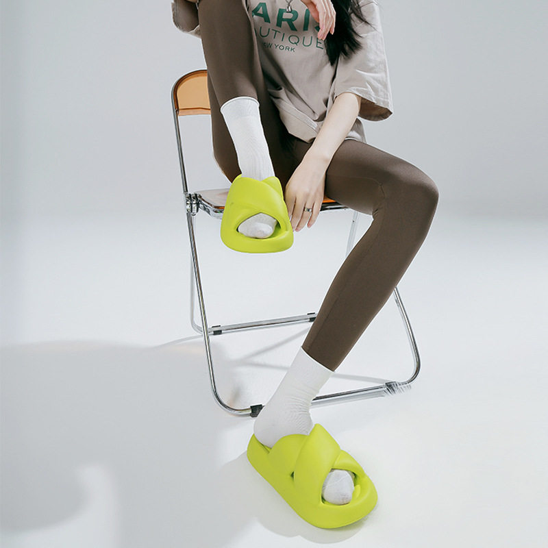 Cross Design Platform Slide Sandals - true-deals-club