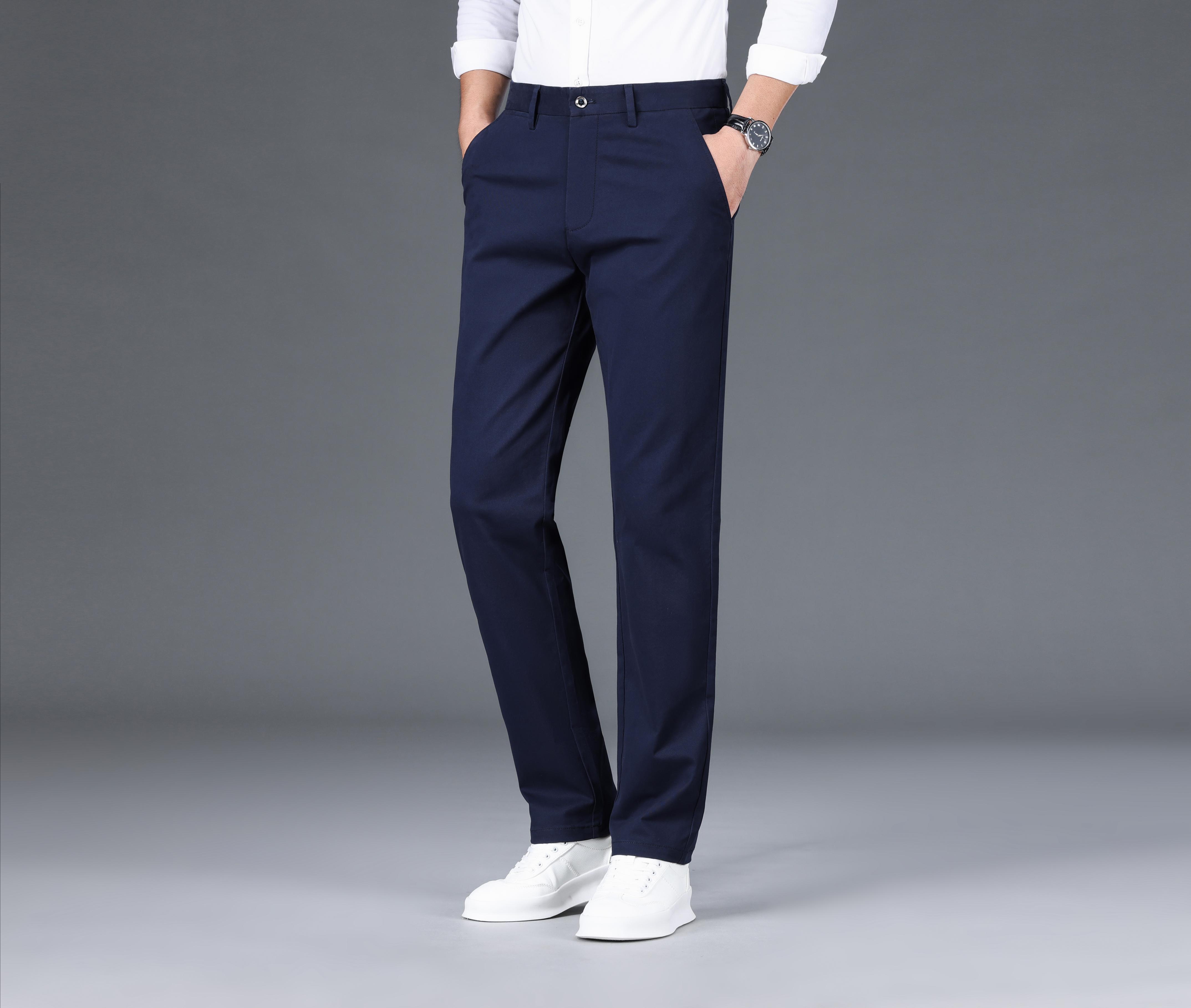 Men's Casual Pants For Fall Winter Business, Classic Design Stretch Dress Pants