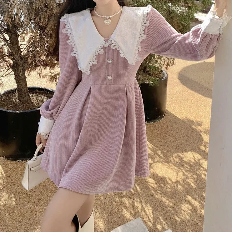 Sweet Love Peter Pan Knit Dress Maxct