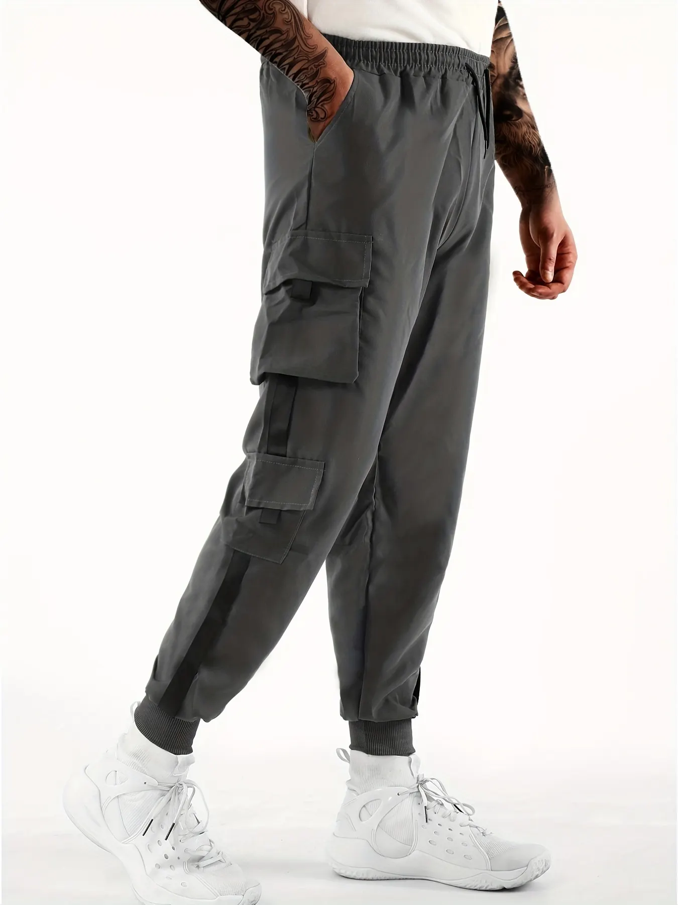 Classic Design Multi Flap Pockets Cargo Pants, Men's Casual Techwear Drawstring Cargo Pants Hip Hop Joggers For Autumn Summer Outdoor
