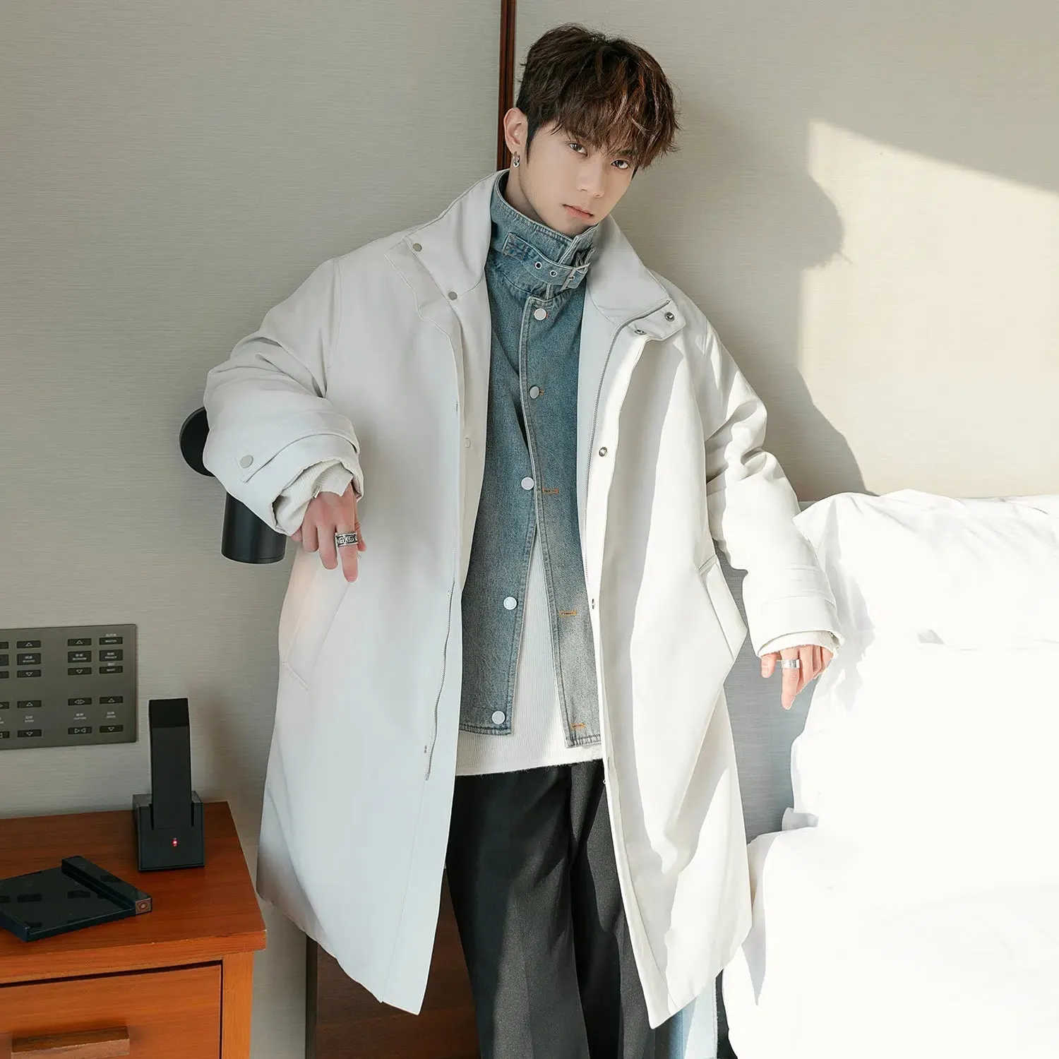 Maxct Mid-length Two-piece Denim Patchwork Coat