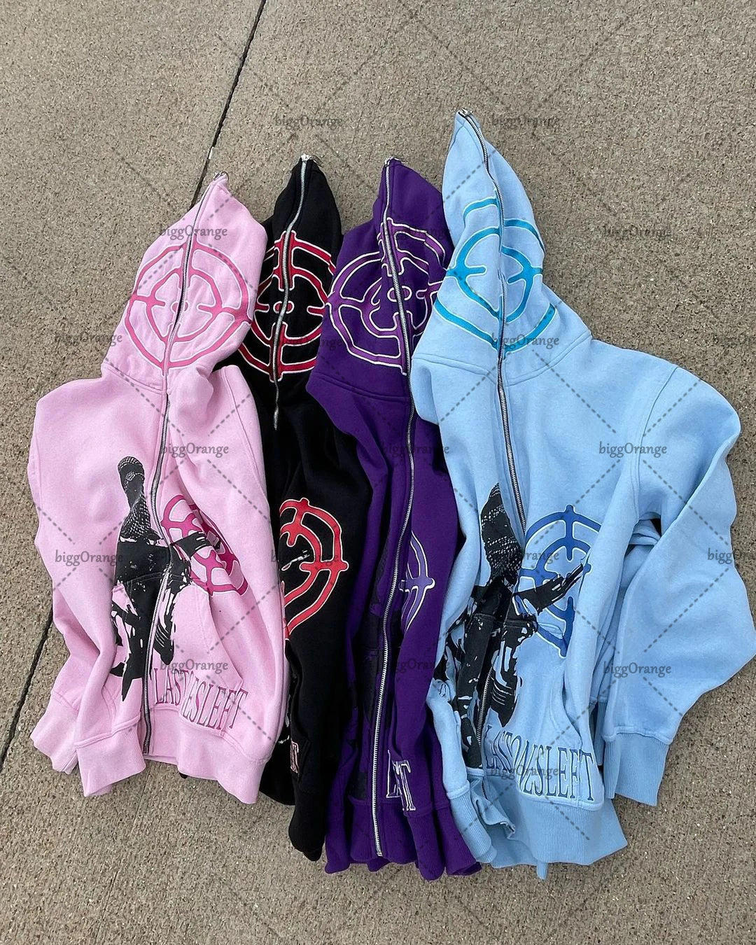Maxct 90s Streetwear American street fashion jacket target character print oversized sweatshirt women Y2K retro Harajuku casual zipper hoodie men