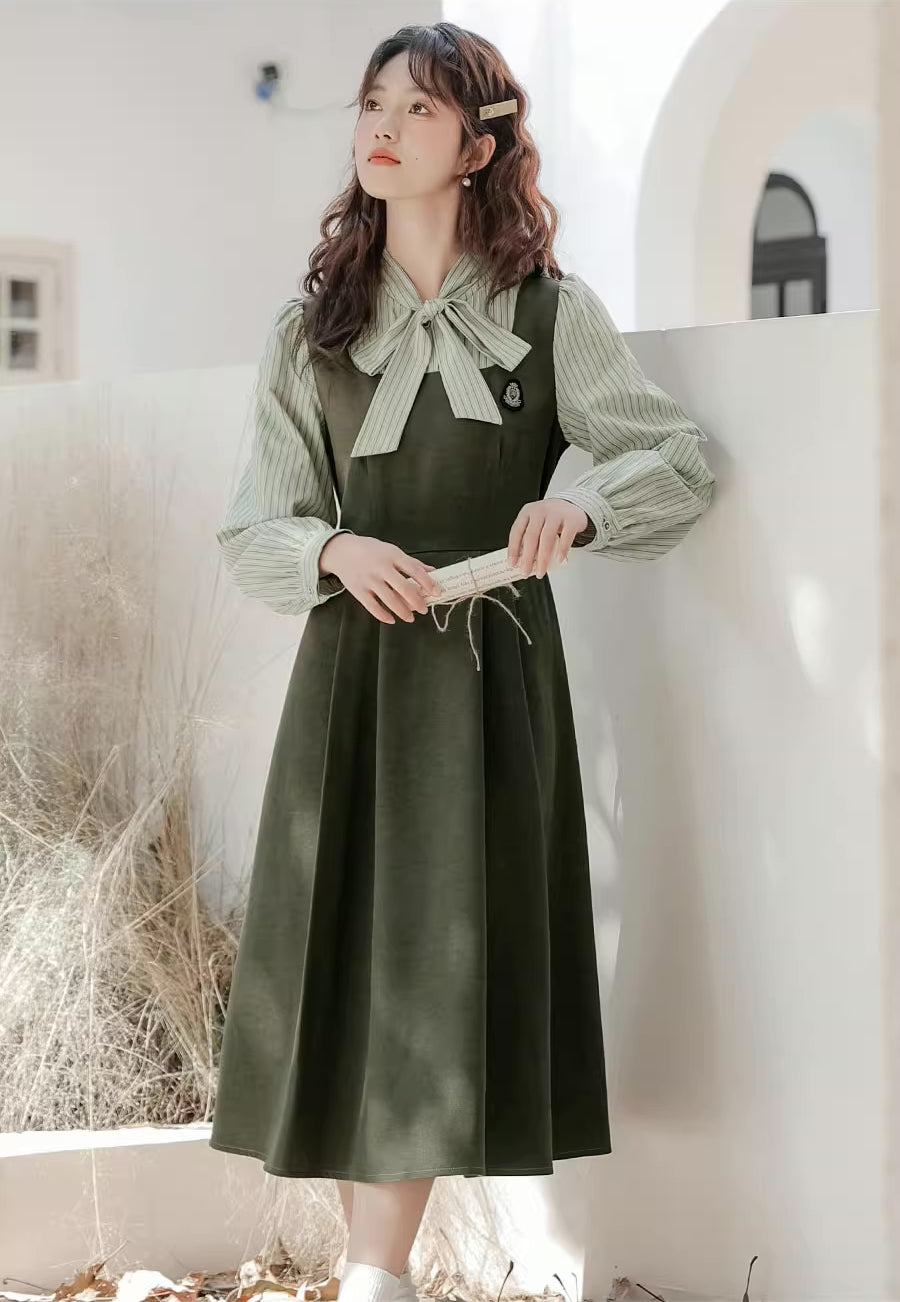 Stripe Academia Twofer Midi Dress Maxct