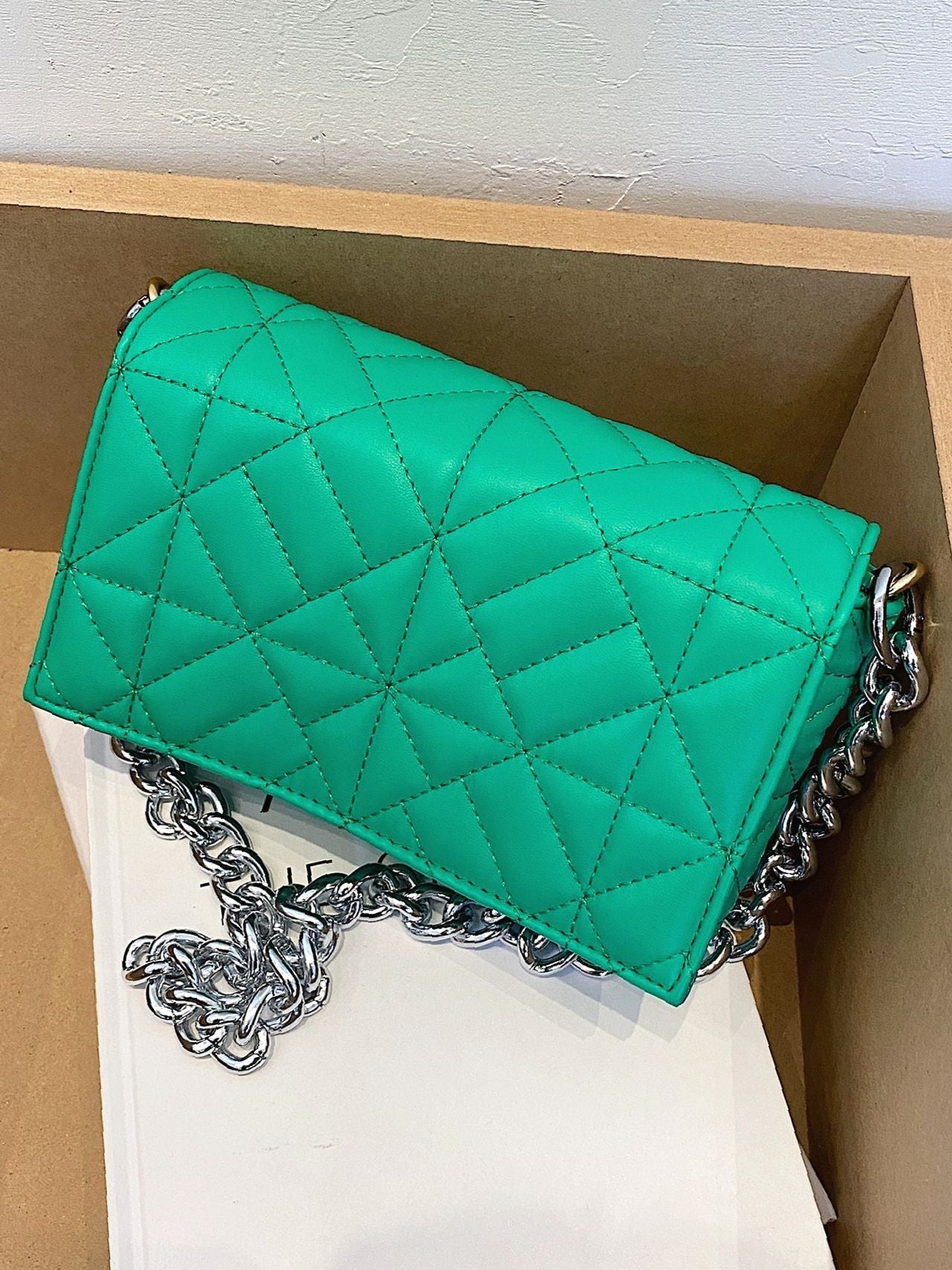 Bag For Love - Minimalist Quilted Flap Square Bag - Women Maxct Bags