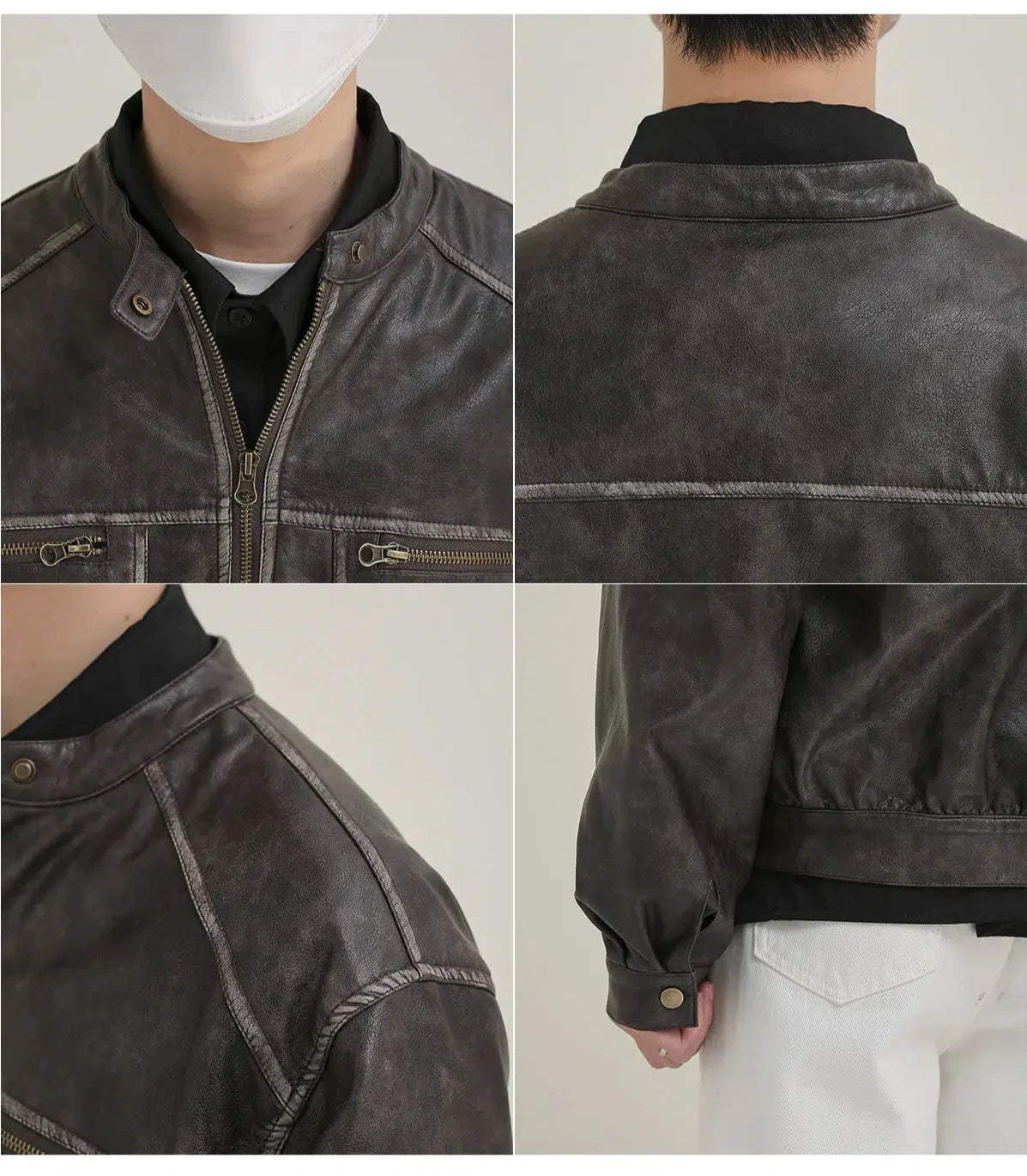 Maxct Distressed Short Leather Jacket
