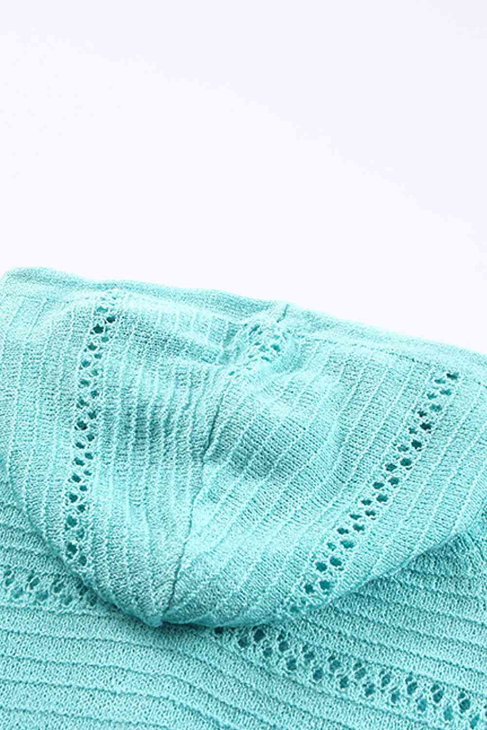 Maxct &Zip-Up Raglan Sleeve Openwork Hooded Cardigan - Image 29