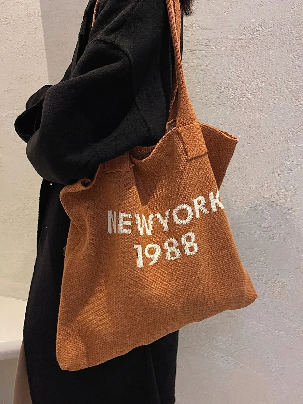 Maxct - Letter Graphic Crochet Shopper Bag  - Women Tote Bags