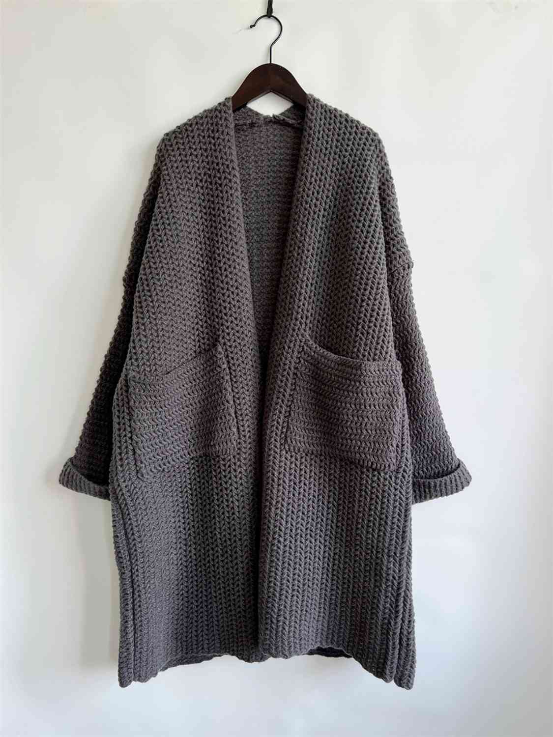 Maxct &Open Front Long Sleeve Cardigan with Pockets