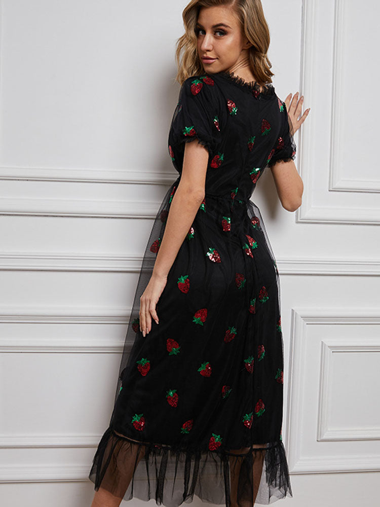 Strawberry Sequin Sweet Dress Maxct