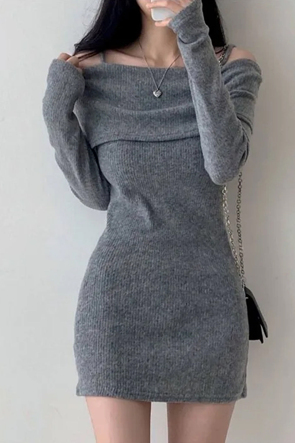 Sexy Slim Off Shoulder Knitted Dress Maxct