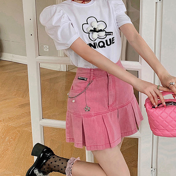 Y2K Pink Denim Skirt Maxct