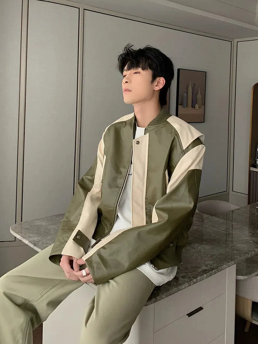 Maxct Color-blocked PU Leather Jacket