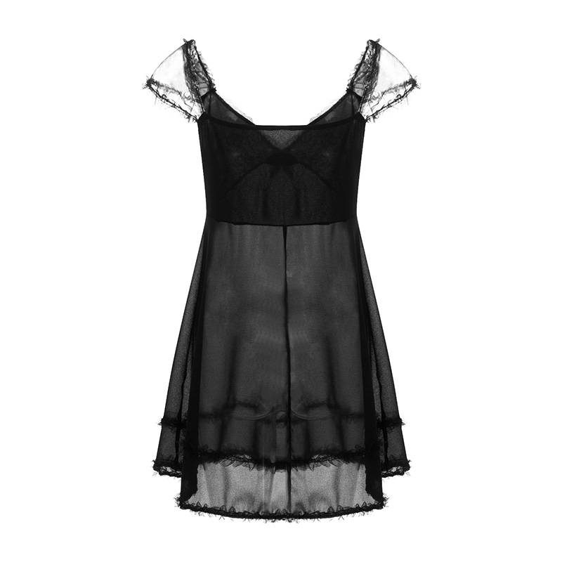 Kawaii Lace Patchwork Dress y2k V Neck Sleeveless A-line Mini Dresses with Bow 2000s Fairycore Grunge Dresses