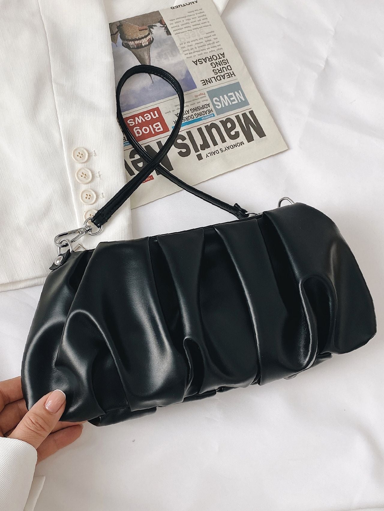 Bag For Love - Minimalist Ruched Bag - Women Maxct Bags
