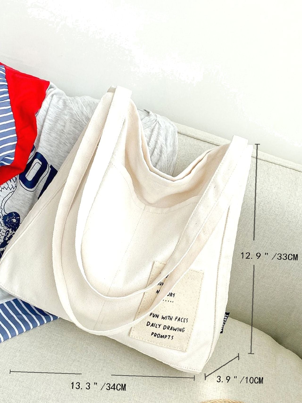 Maxct - Patch Decor Shoulder Tote Bag  - Women Tote Bags