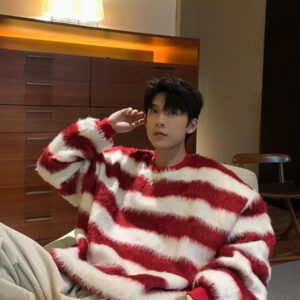 Maxct Faux Mohair Striped Sweater