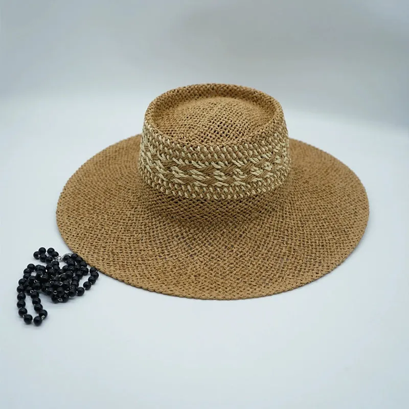 Maxct Straw Hat Japanese Style Black Brown Panama Women's Beach Big Brim