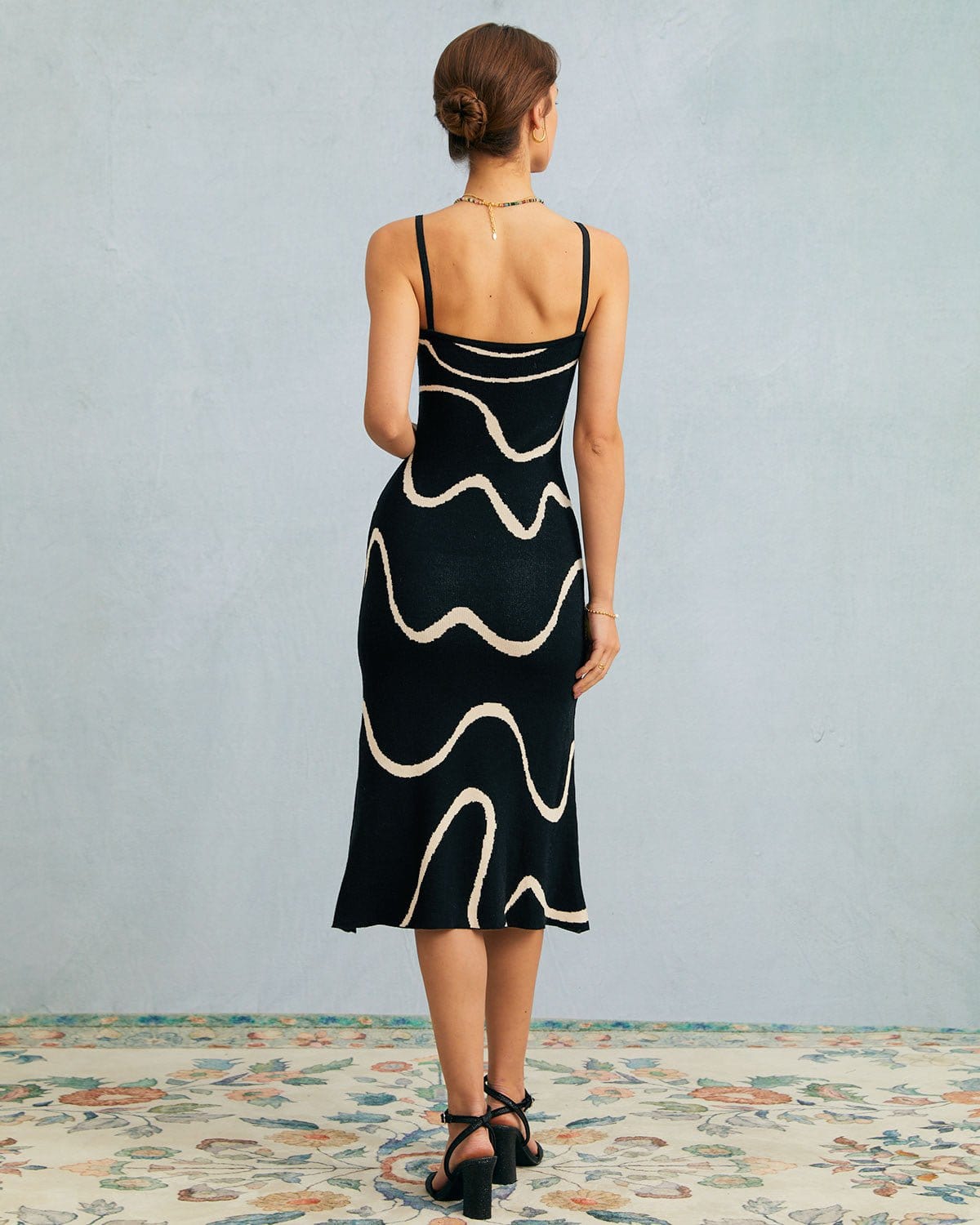 Maxct The Black Wave Mermaid Hem Knit Midi Dress