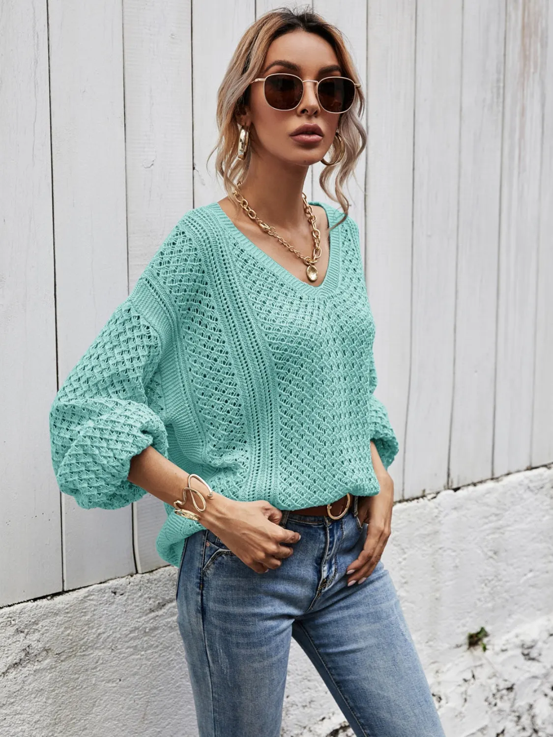 Maxct &V-Neck Dropped Shoulder Sweater