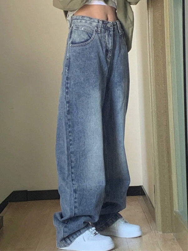 Pocket Design Blue Wash Boyfriend Jeans Maxct