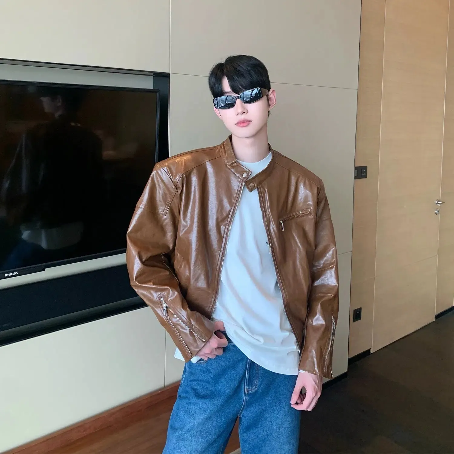 Maxct Shoulder Pad Leather Jacket