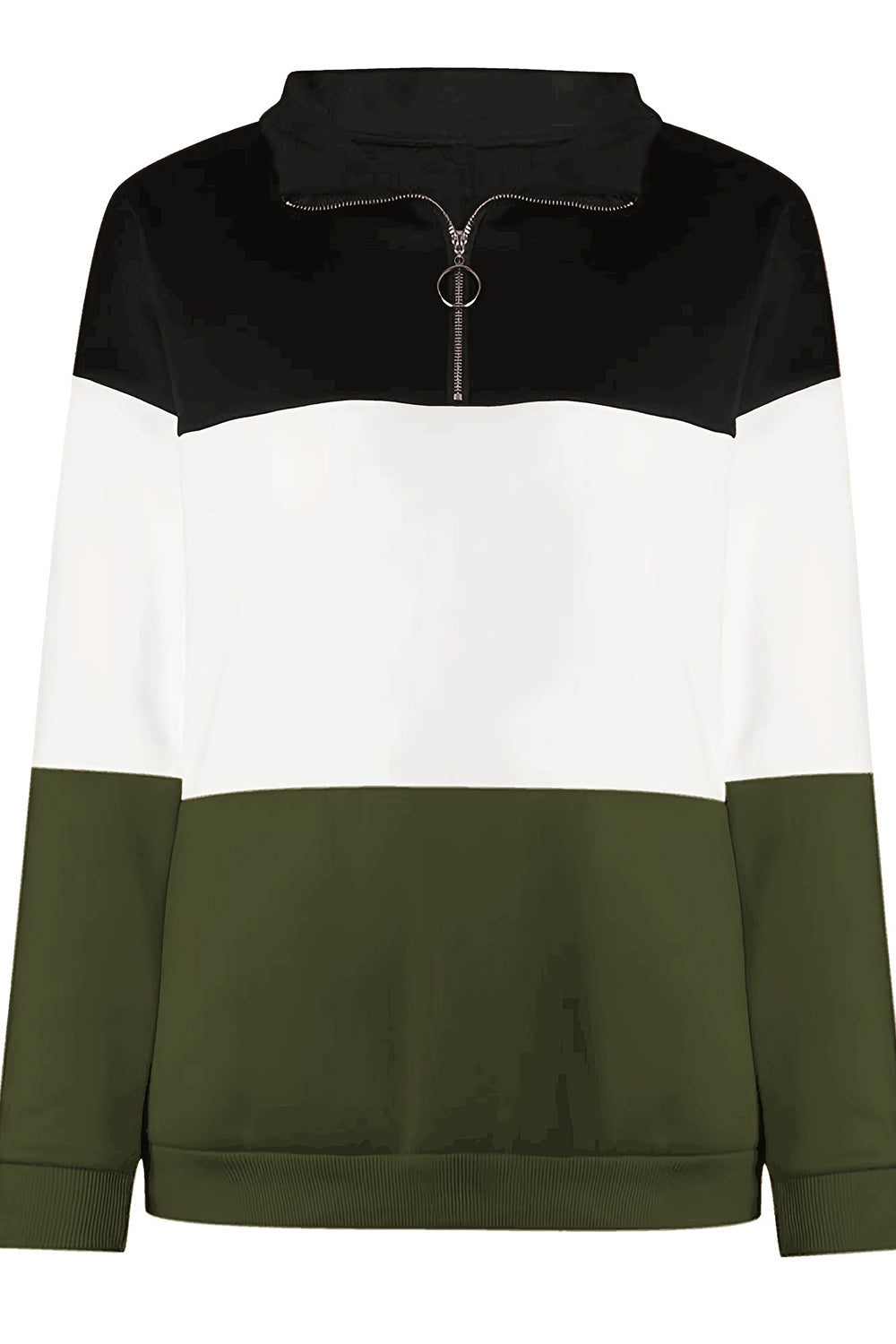Maxct &Full Size Color Block Quarter Zip Long Sleeve Sweatshirt