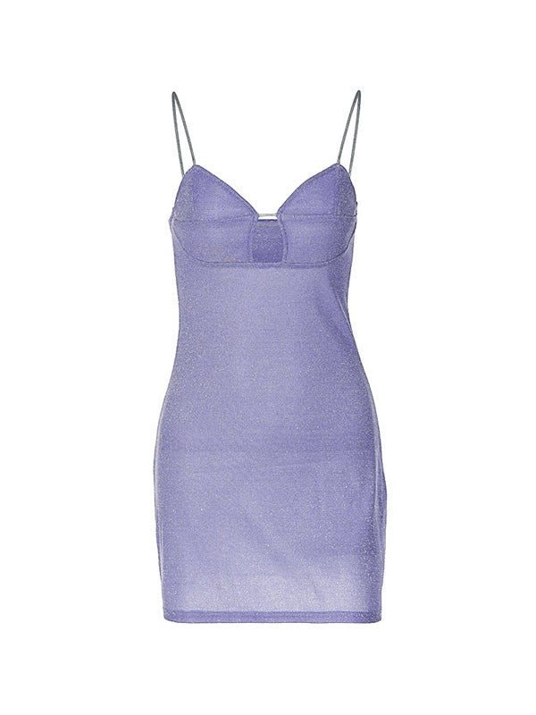Metallic Cutout Slip Mini Dress Maxct