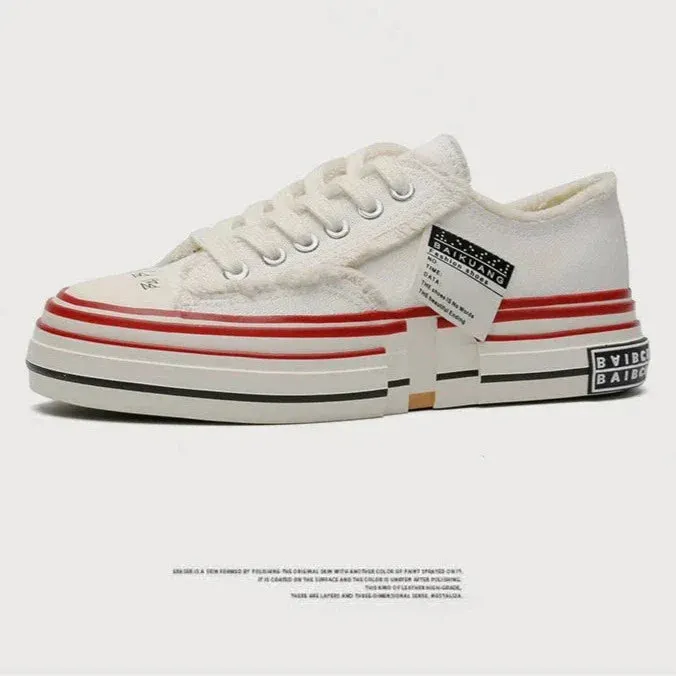 Unisex Chunky Sneakers - Thick Sole, Low Top, Vulcanized Maxct