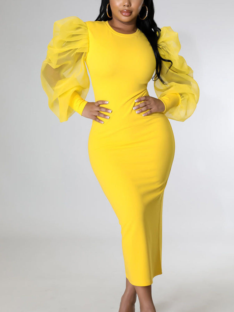 Puff Sleeve Maxi Dresses Maxct