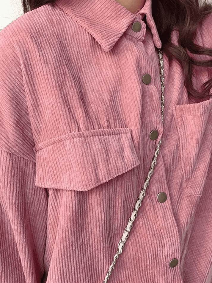 Maxct Corduroy Long Sleeve Button Blouse