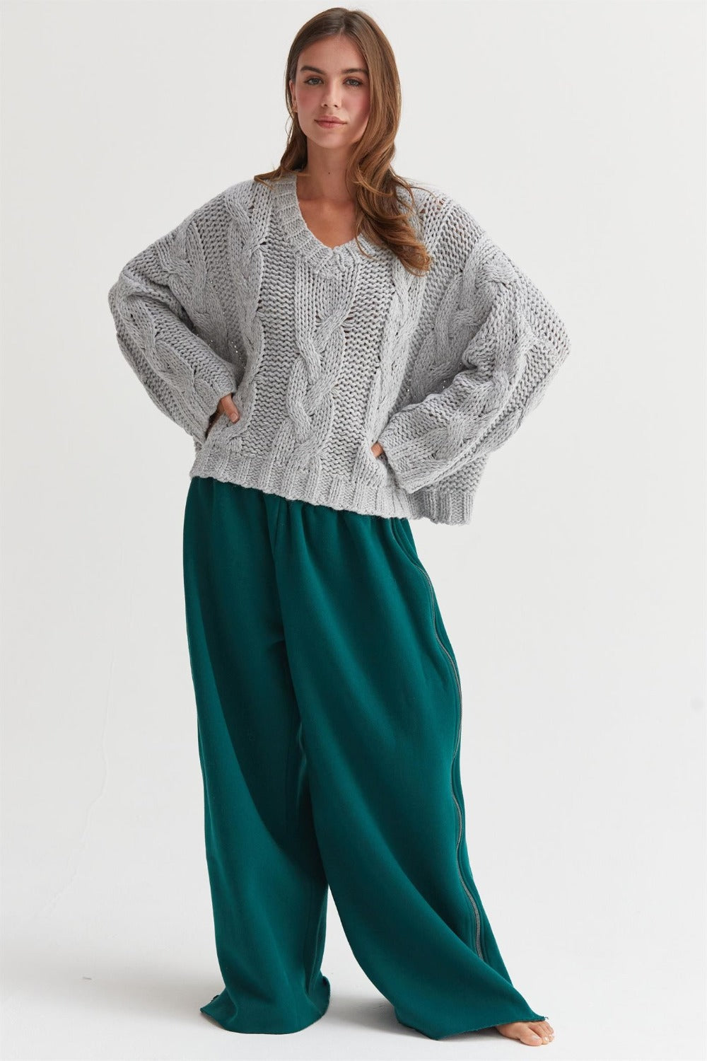 Maxct &HYFVE Cable Knit V-Neck Sweater
