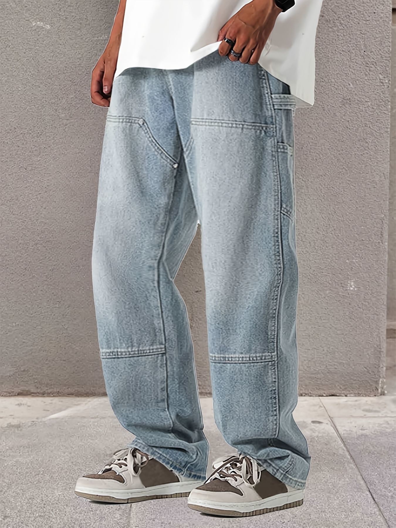 Regular Fit Jeans, Men's Casual Street Style Straight Leg Denim Pants For Spring Summer