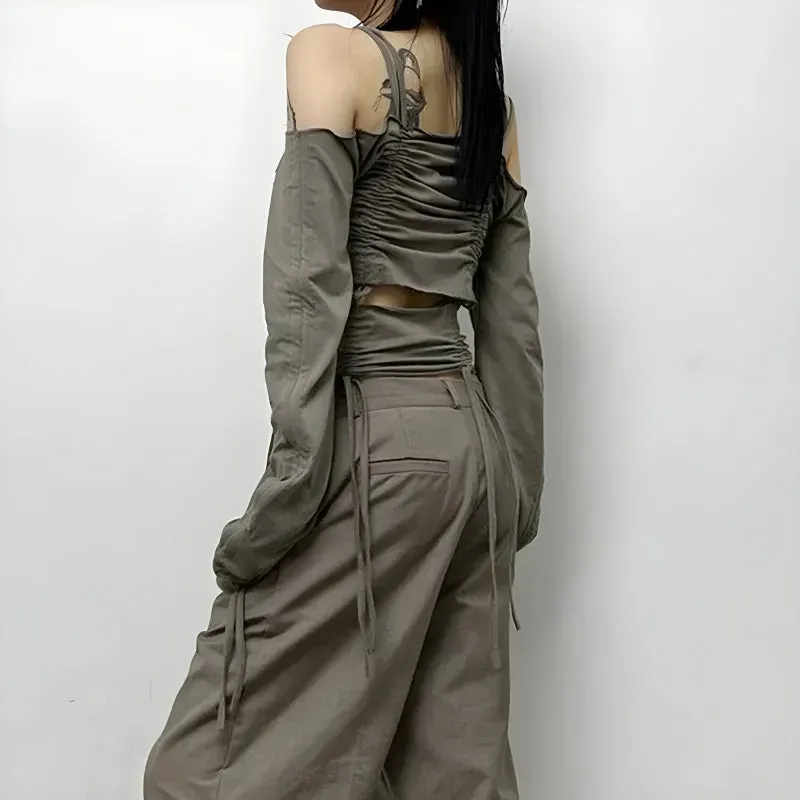 Maxct &Cut-Out Ruched Long Sleeve Top