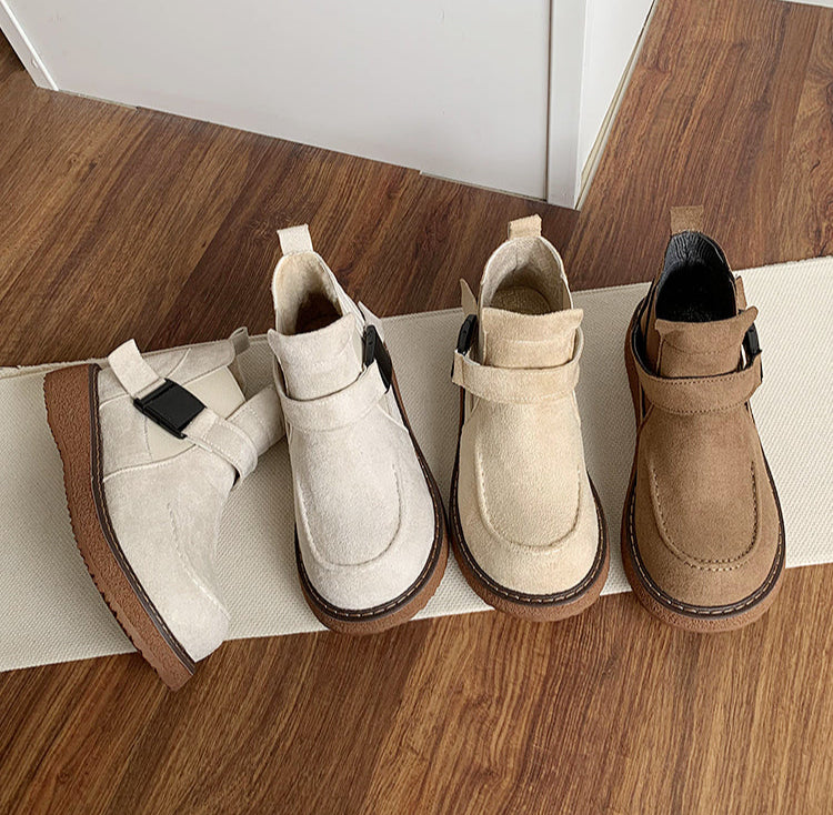 Ladies Fashion Buckled Thick Soled Suede Martin Boots
