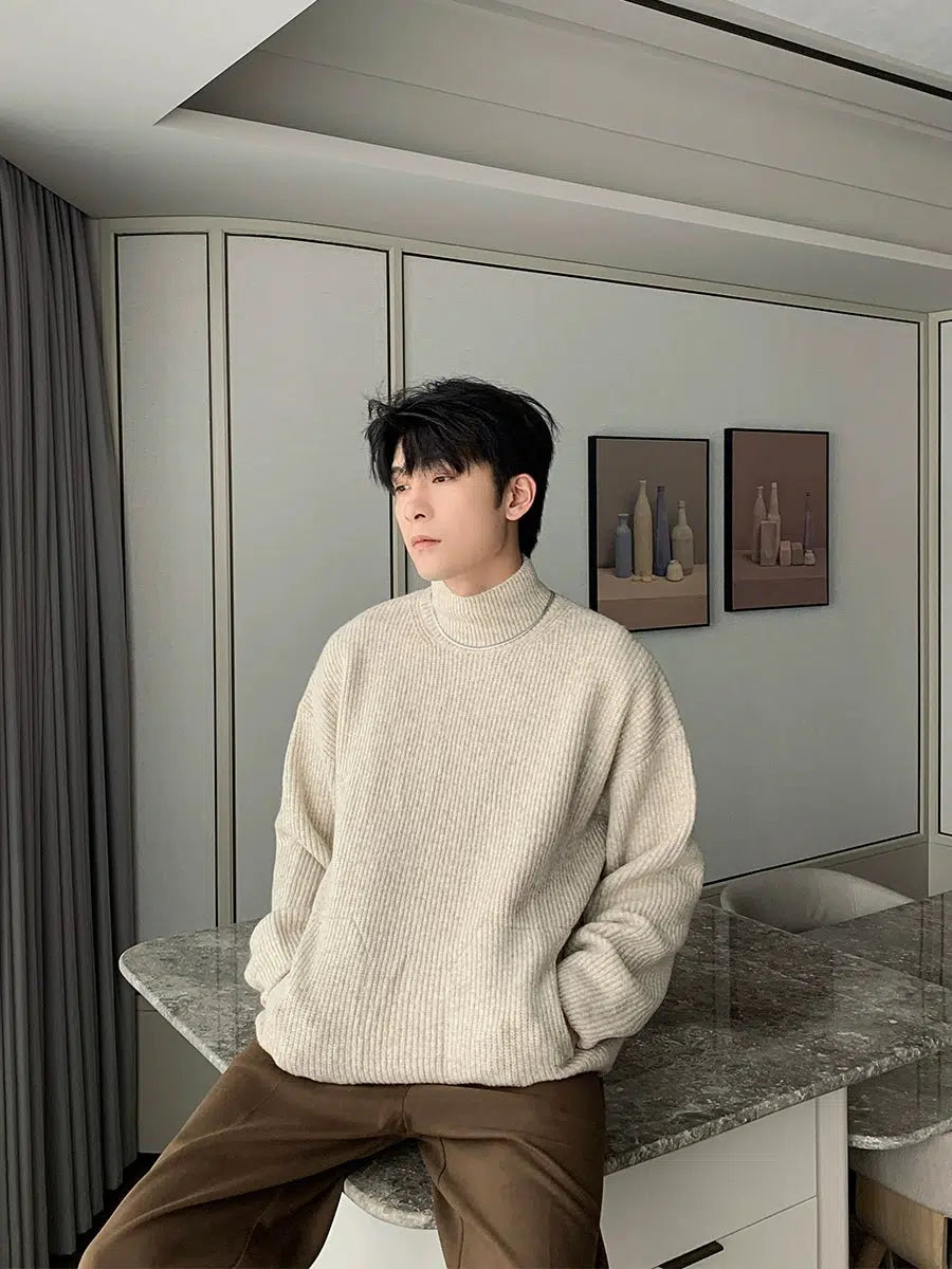 Maxct Pleated Turtleneck Bottoming Sweater