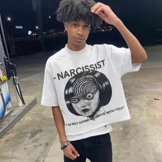 Maxct New Y2K Clothes Harajuku Casual Gothic Tops Pure Cotton T Shirt Hip Hop Retro Cartoon Oversized Graphic Print T Shirt Men Women