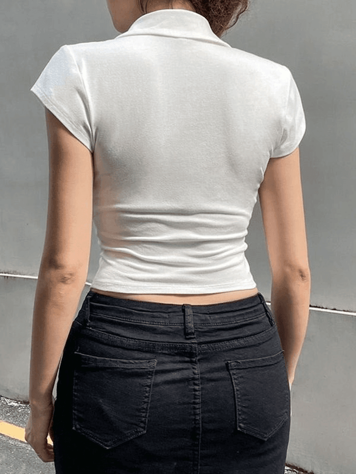 Maxct Pocket Button Down Cropped Blouse