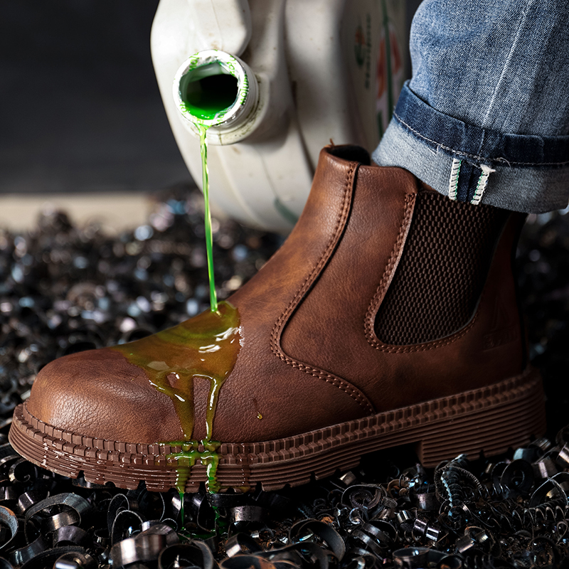 Steel Toe Leather Boots for Men Waterproof Safety Work Shoes