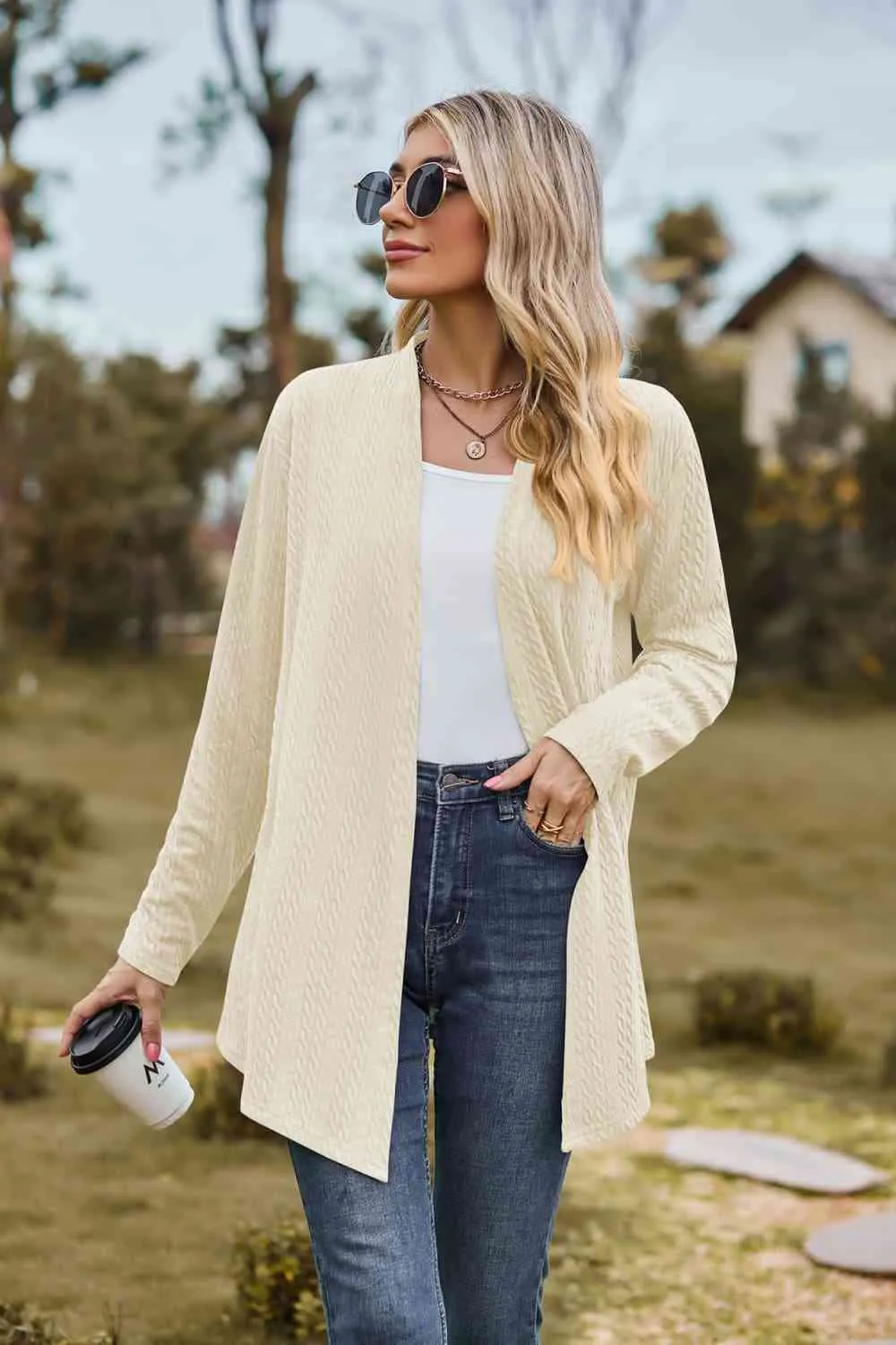 Maxct &Open Front Long Sleeve Cardigan