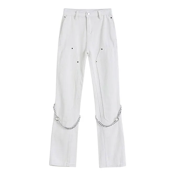 Grunge Aesthetic Chain Jeans Maxct