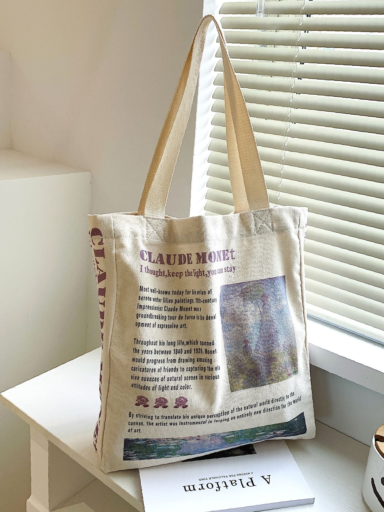 Maxct - Letter & Figure Canvas Shopper Bag  - Women Tote Bags