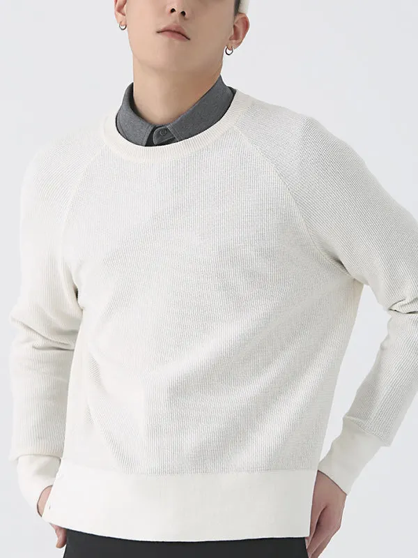 Maxct - Mens Round Neck Knitted Solid Color SweaterI