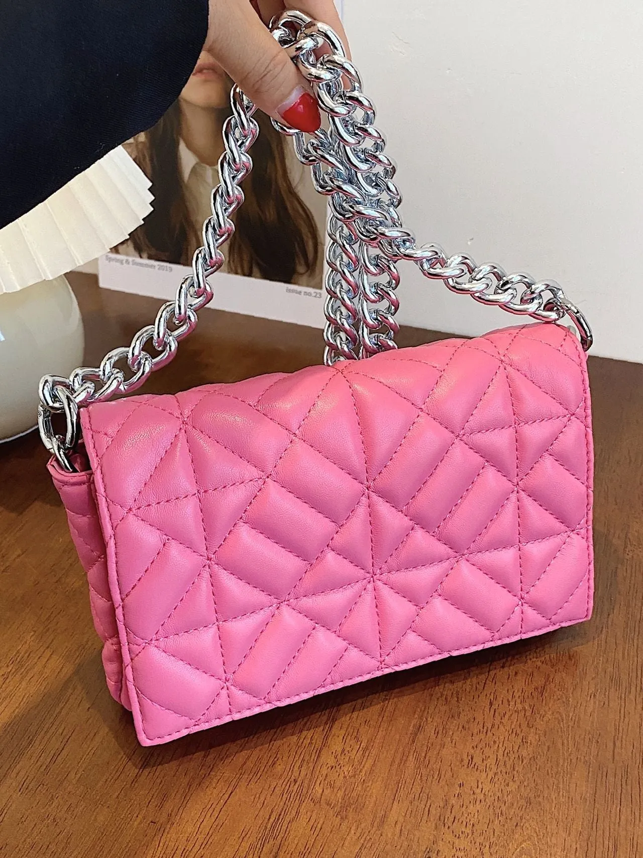 Bag For Love - Minimalist Quilted Flap Square Bag - Women Maxct Bags