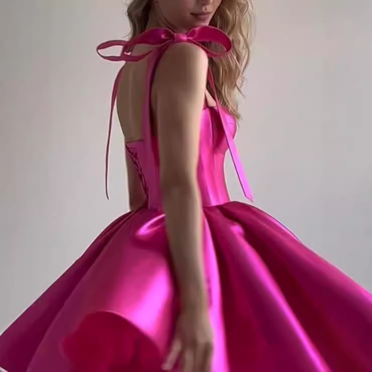 Maxct avant garde dress to impress Wedding Dress Mini Satin Dress Tube Top Backless Satin Banquet Party Skirt