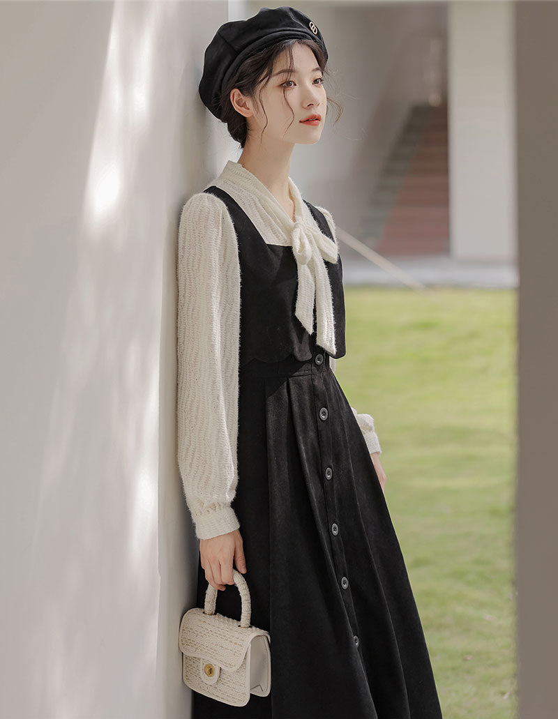 Scallop Button Up Twofer Dress Maxct