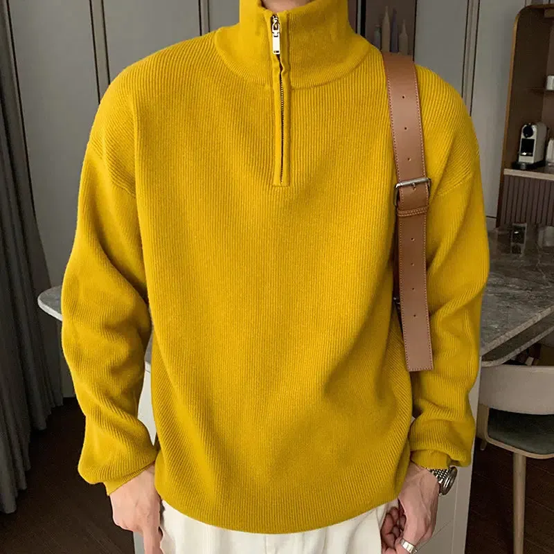 Maxct Pleated Half-zip Turtleneck Sweater