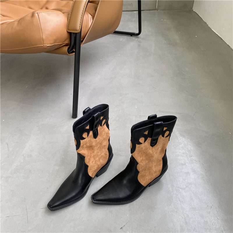 Totem Cowboy Boots Pointed Toe Motorcycle Boots Maxct