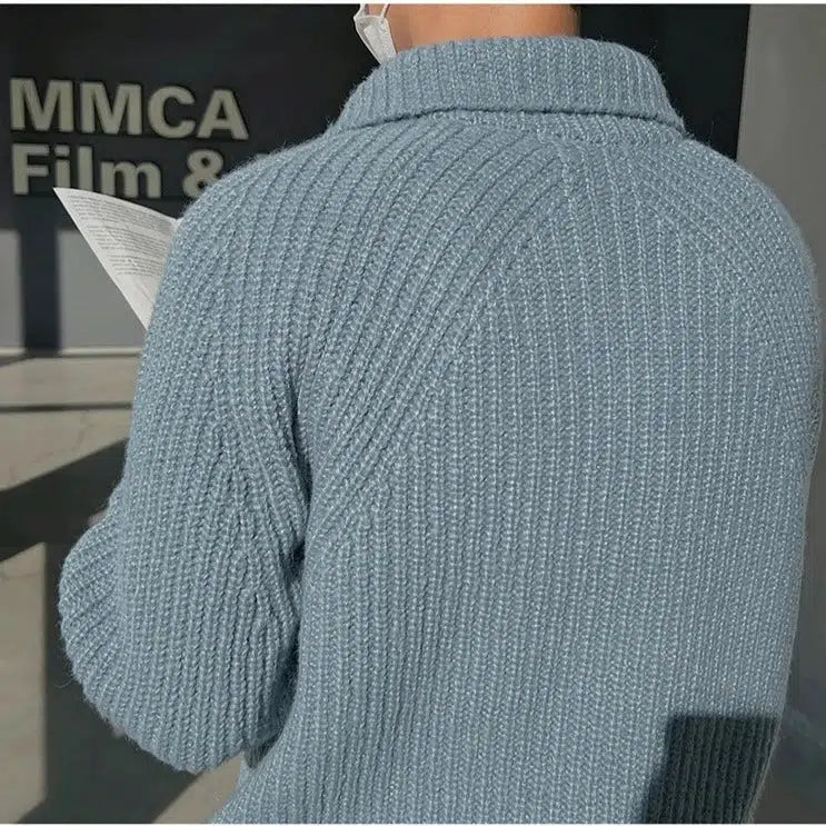 Maxct Turtleneck Half-zip Lapel Sweater